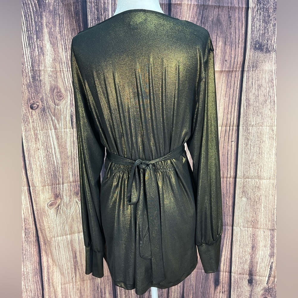 ECI New York metallic V-neck tunic blouse Women’s size L - Picture 5 of 15